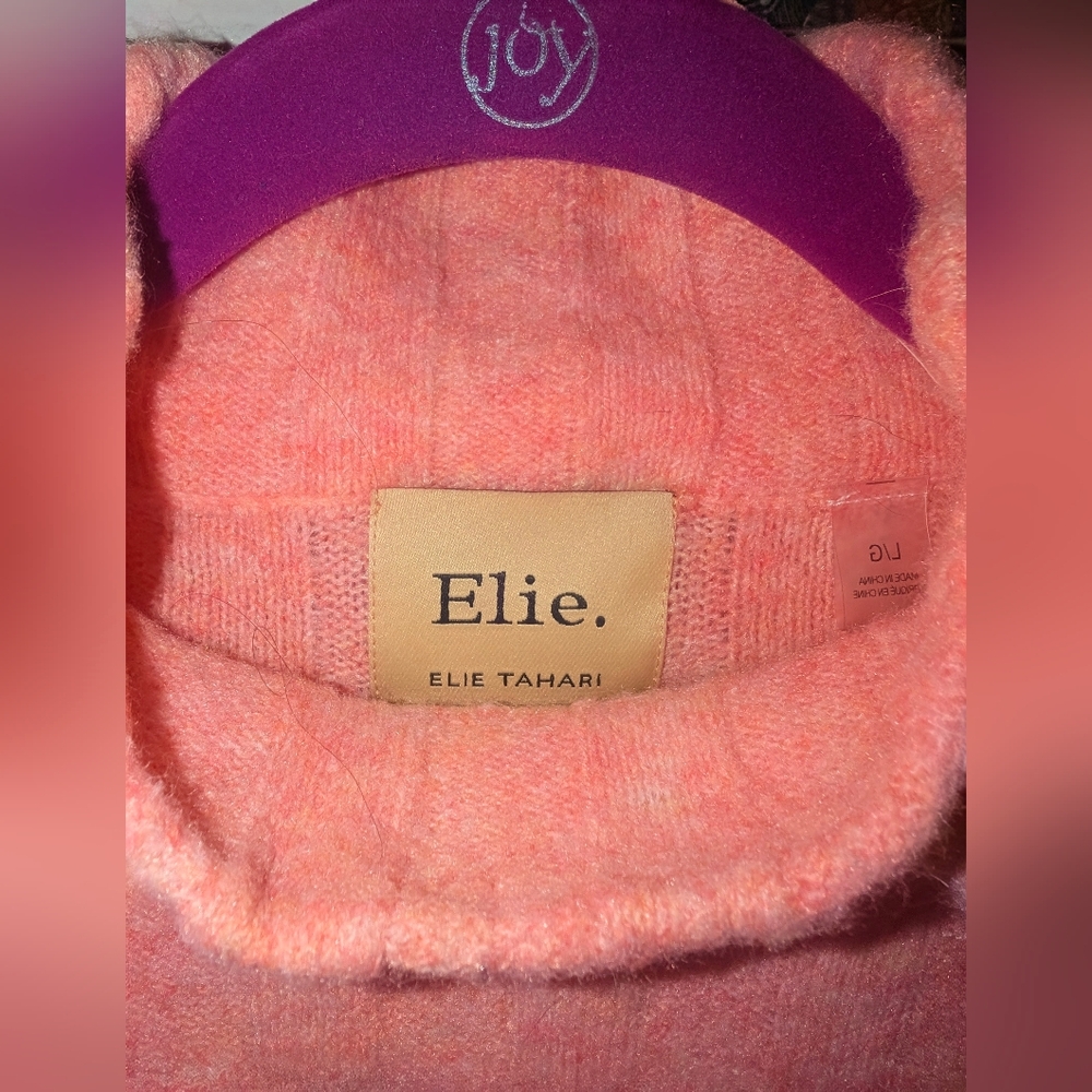 Ellie Tahari Light Pink Cozy Mock Neck Sweater - Picture 2 of 5